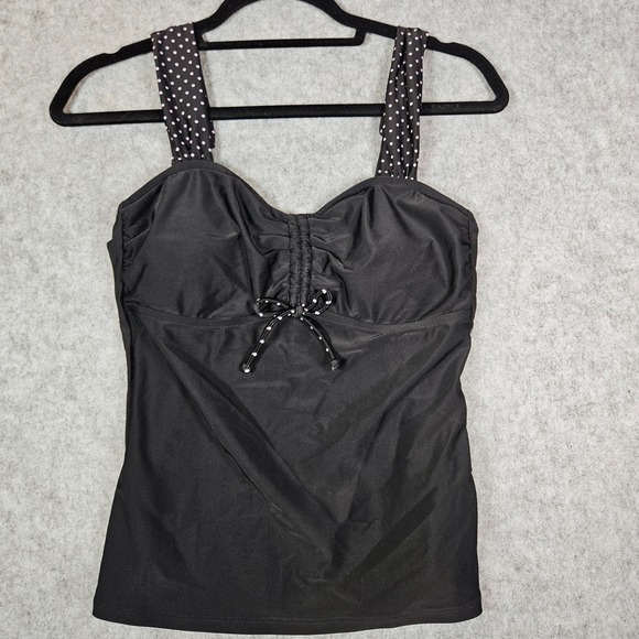Mudd Other - Mudd Womens Black Y2K Tankini Top Sequin Peace Hippie Swim Beach Summer Sz Small